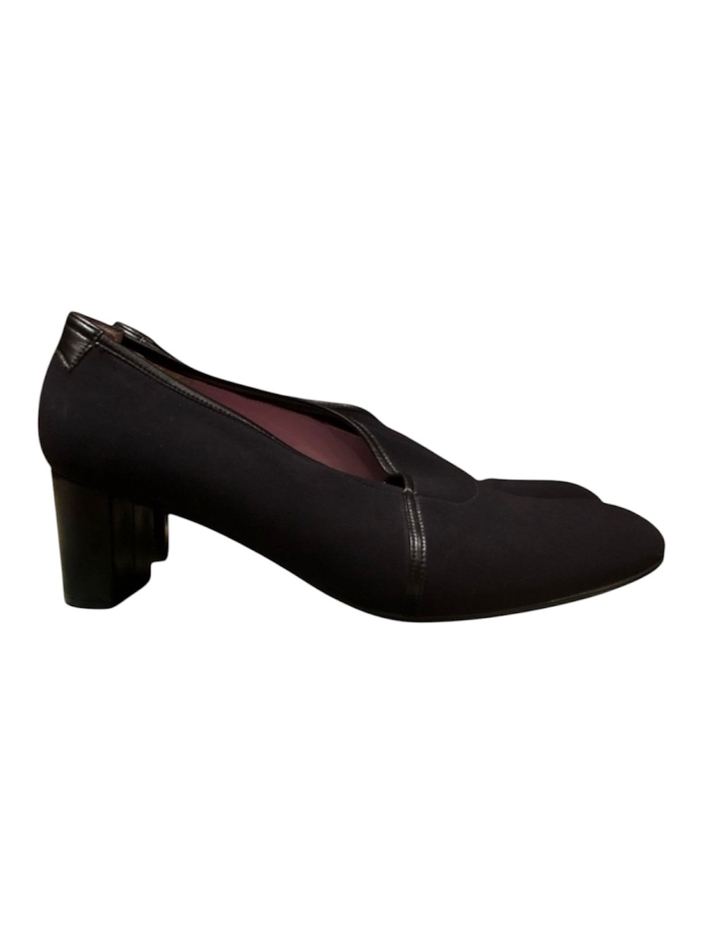 Taryn Rose Black Stretch Leather Block Heel Pumps Comfort Shoes 10.5